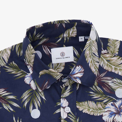 Chemises manches longues brodée en coton violet pourpre