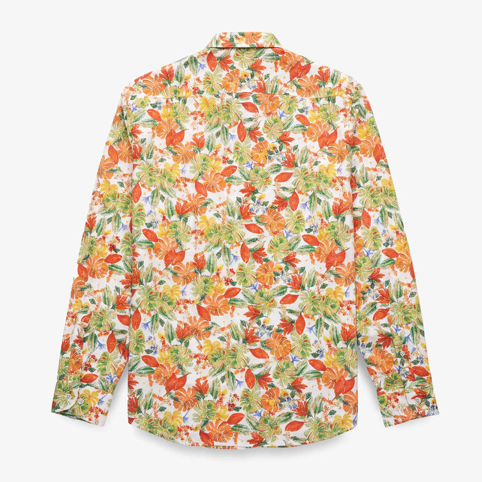 Chemises manches longues brodée jaune en coton