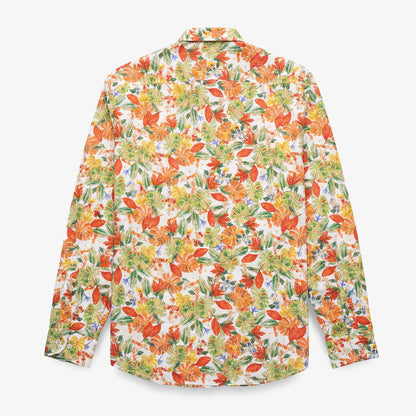 Chemises manches longues brodée jaune en coton