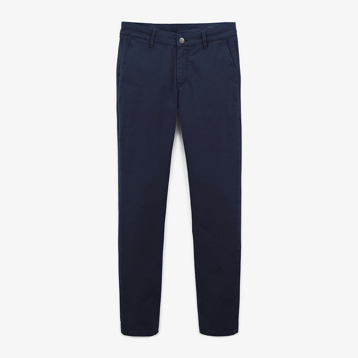 Chino 702 coupe droite confort bleu marine en coton homme serge blanco