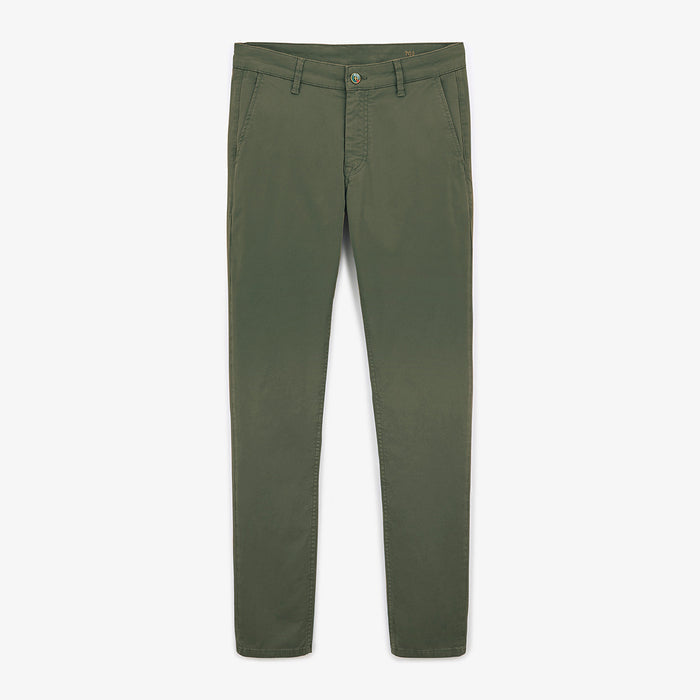 Chino 702 coupe droite confort vert militaire en coton homme serge blanco
