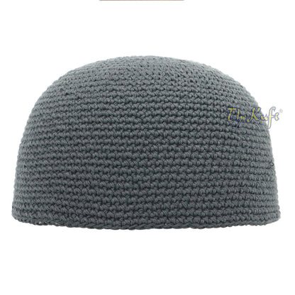 Cotton Kufi Skull Cap - Dark Gray Hand-Crocheted 100% Cotton Head Cover By