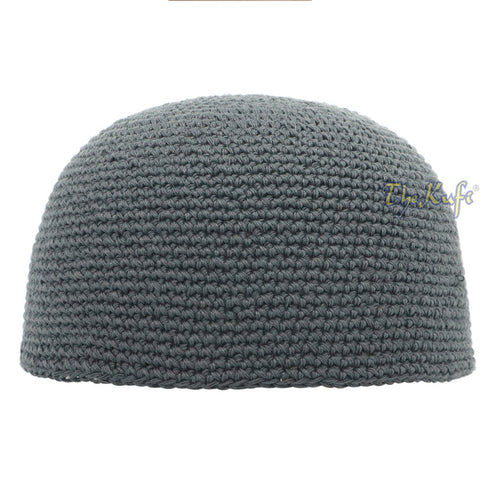 Cotton Kufi Skull Cap - Dark Gray Hand-Crocheted 100% Cotton Head Cover By