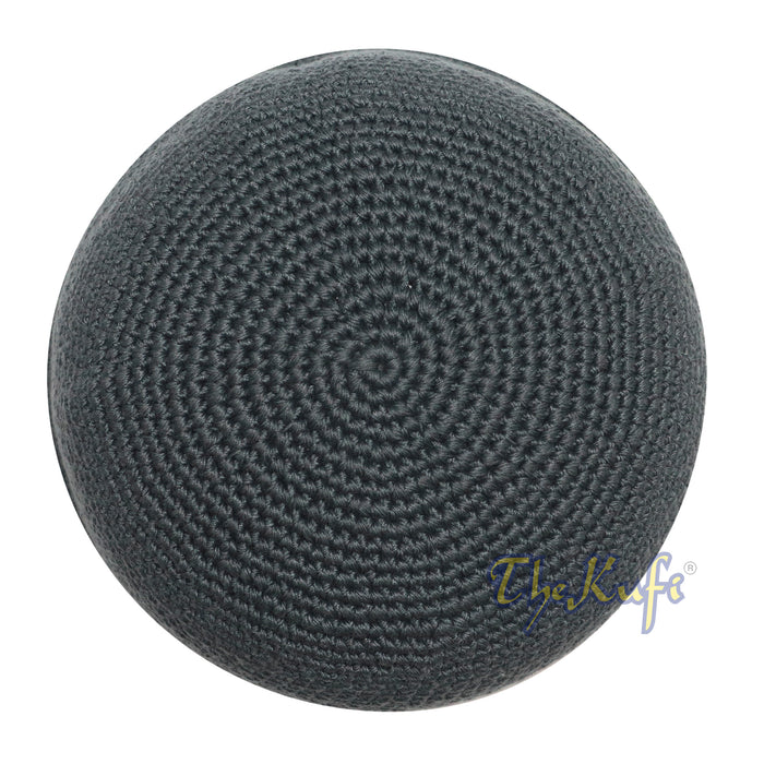 Cotton Kufi Skull Cap - Dark Gray Hand-Crocheted 100% Cotton Head Cover By