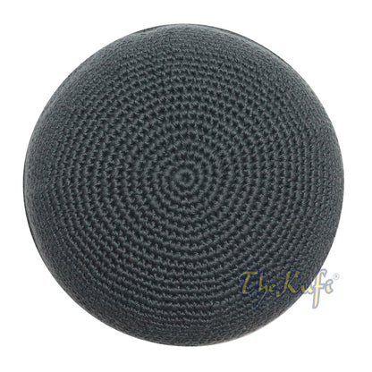 Cotton Kufi Skull Cap - Dark Gray Hand-Crocheted 100% Cotton Head Cover By