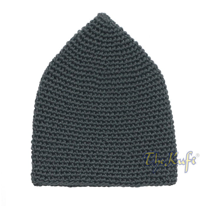 Cotton Kufi Skull Cap - Dark Gray Hand-Crocheted 100% Cotton Head Cover By