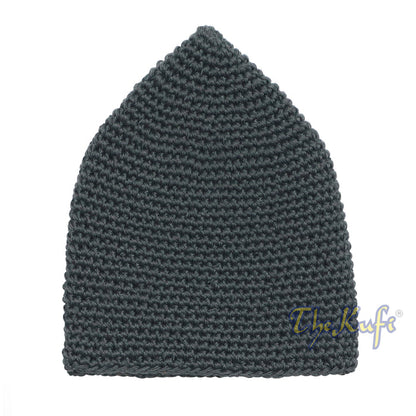 Cotton Kufi Skull Cap - Dark Gray Hand-Crocheted 100% Cotton Head Cover By