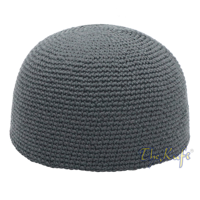 Cotton Kufi Skull Cap - Dark Gray Hand-Crocheted 100% Cotton Head Cover By