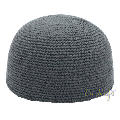 Cotton Kufi Skull Cap - Dark Gray Hand-Crocheted 100% Cotton Head Cover By
