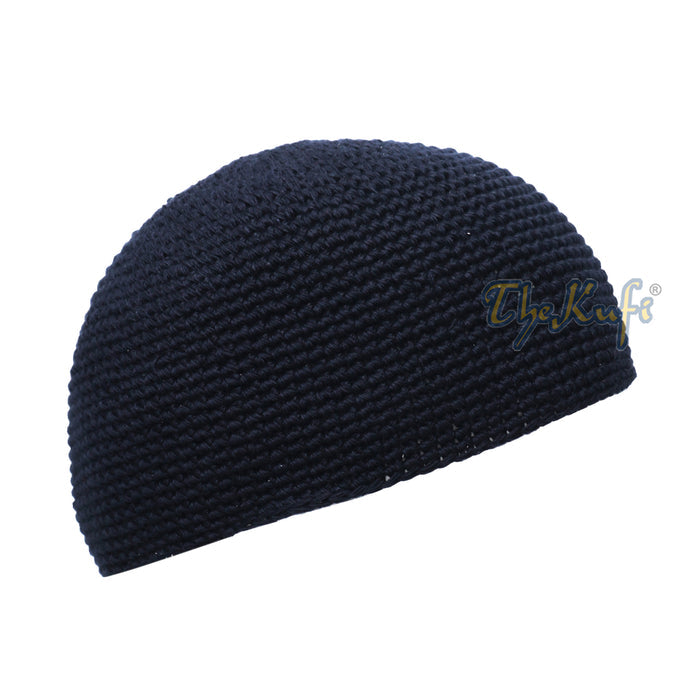 Cotton Kufi Skull Cap - Extra Dark Blue Hand-crocheted Comfortable Fit Muslim Fashion