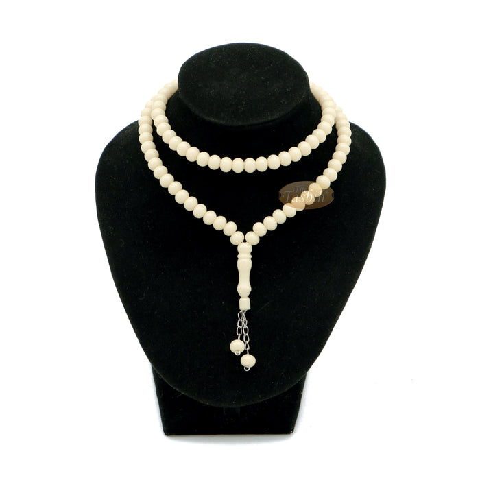 Cream Med-Size 7x8 mm-Bead Monomer Islamic Prayer Bead Tasbih 2-Chain