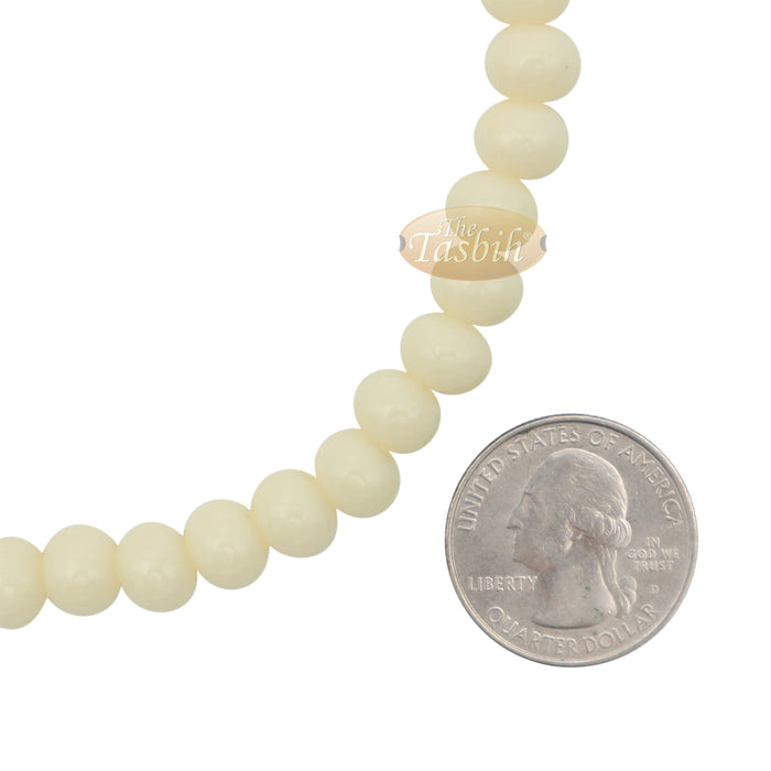 Cream Med-Size 7x8 mm-Bead Monomer Islamic Prayer Bead Tasbih 2-Chain