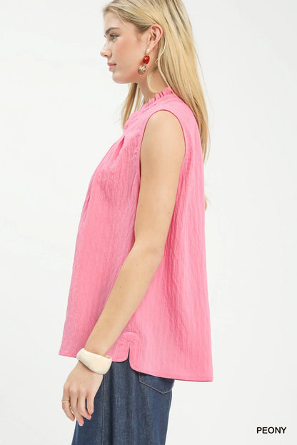 Hazel Blues® |  Umgee Sleeveless Textured Split Neck Top