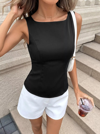 Hazel Blues® |  Cutout Back Sleeveless Top