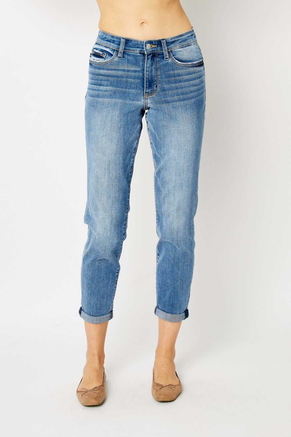 Hazel Blues® |  Judy Blue Cuffed Hem Slim Jeans