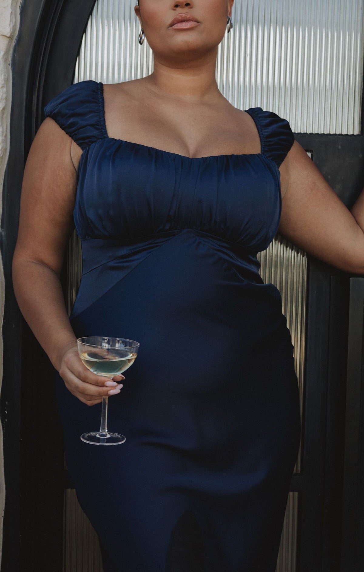 Veronica Maxi Dress ~ Midnight Navy Luxe Satin