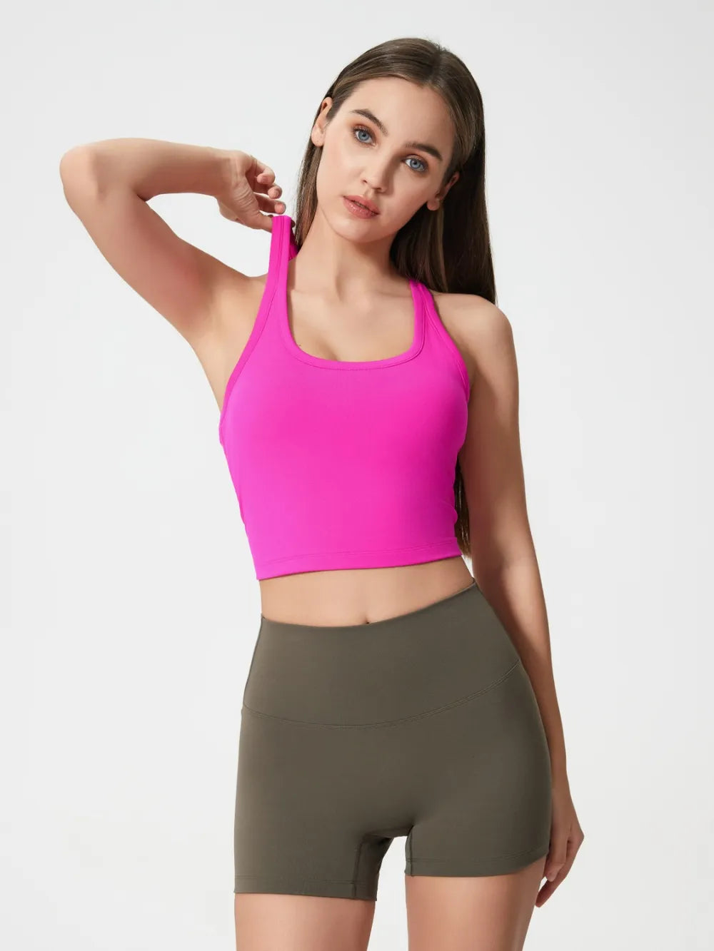 Hazel Blues® |  Millennia Scoop Neck Active Tank with Detachable Chest Pads