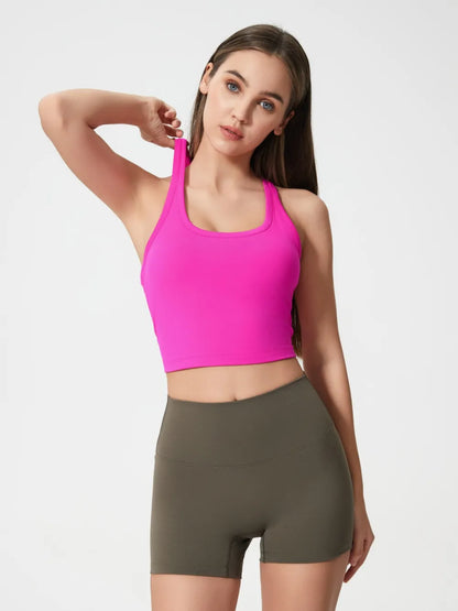 Hazel Blues® |  Millennia Scoop Neck Active Tank with Detachable Chest Pads