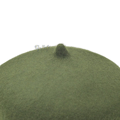 Dark Army Green Felt Wool Fez Hat with Tip