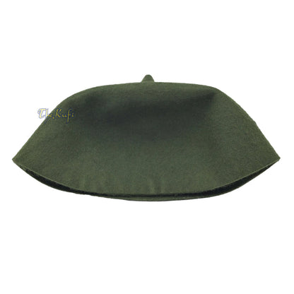 Dark Army Green Felt Wool Fez Hat with Tip
