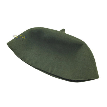 Dark Army Green Felt Wool Fez Hat with Tip