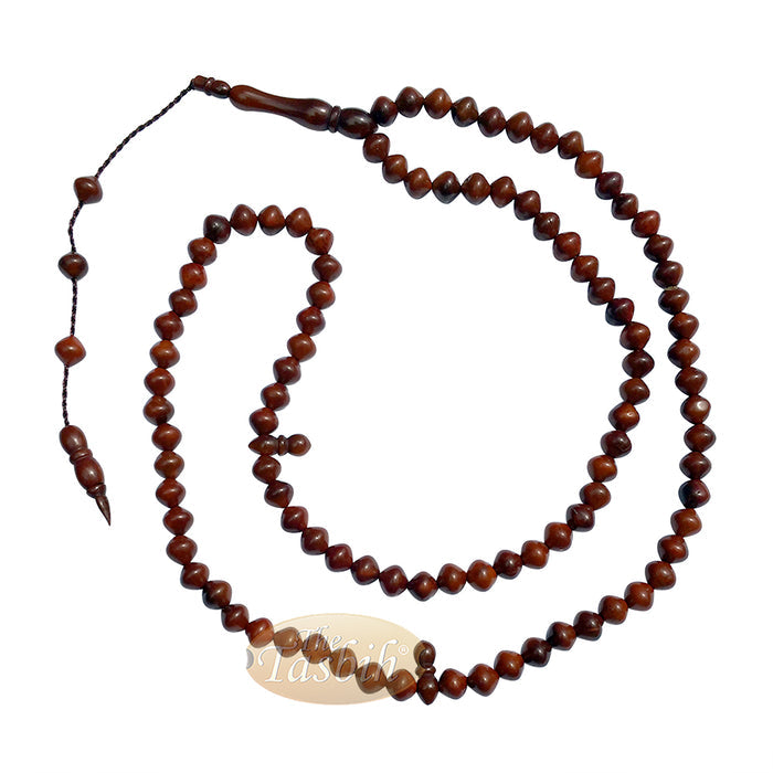 Dark Brown Saucer Shape 6x7 mm 99-Ct Turkish Style Koka Tasbih Prayer Beads