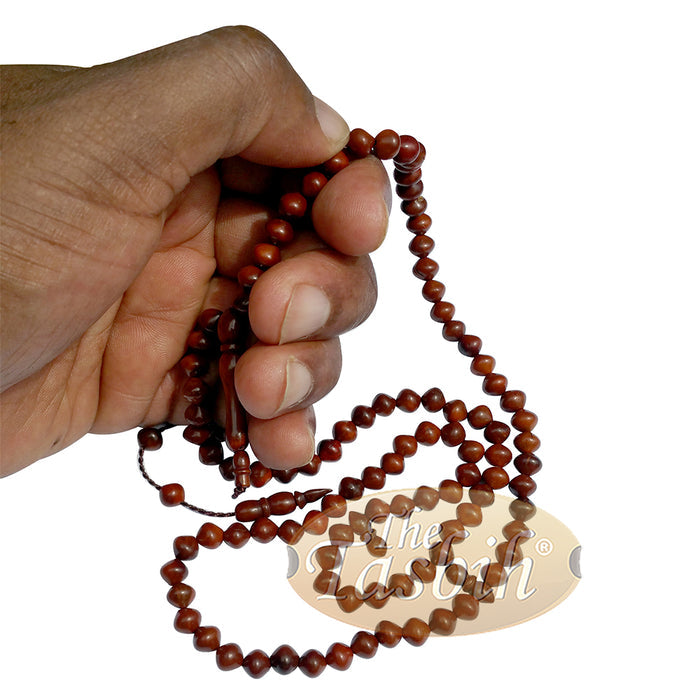 Dark Brown Saucer Shape 6x7 mm 99-Ct Turkish Style Koka Tasbih Prayer Beads