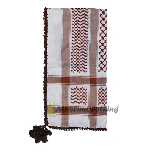 Dark Brown & White Keffiyeh Men's Arafat Scarf Shawl Turban Sorban Shawl Turban Sorban
