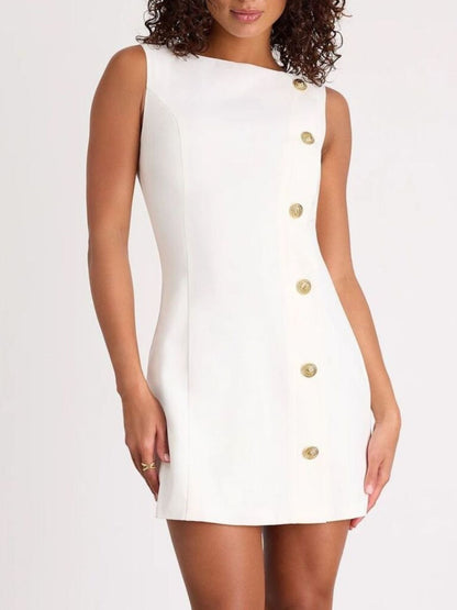 Hazel Blues® |  Button Decor Sleeveless Mini Dress