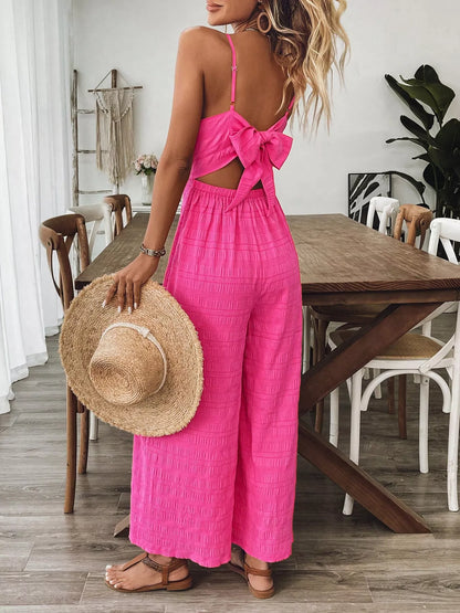 Hazel Blues® |  Bow Back Sleeveless Wide Leg Jumpsuit