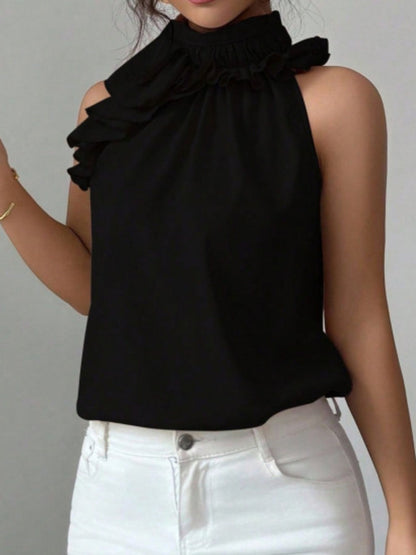 Hazel Blues® |  Ruffle High Neck Sleeveless Top