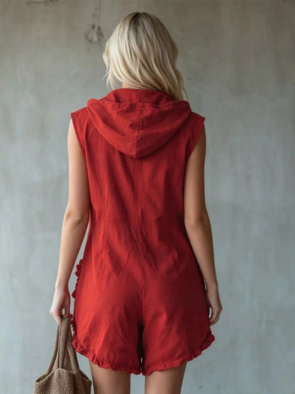 Ruffle Romance Romper | Ruffle Sleeveless Pocketed Romper