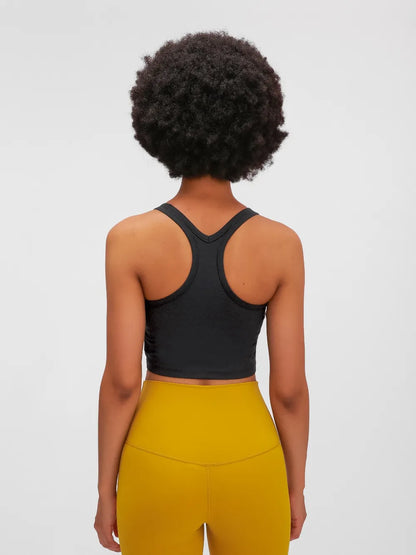 Hazel Blues® |  Millennia Scoop Neck Active Tank with Detachable Chest Pads