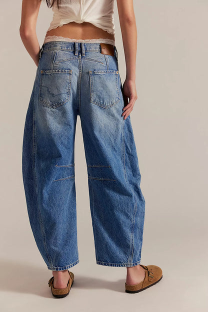 Free People Good Luck Mid Rise Barrel Jeans
