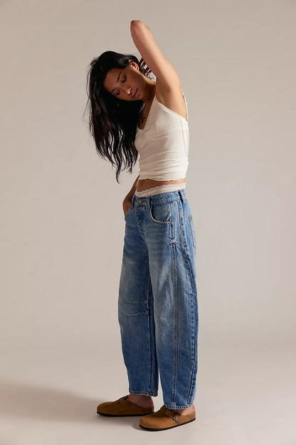 Free People Good Luck Mid Rise Barrel Jeans