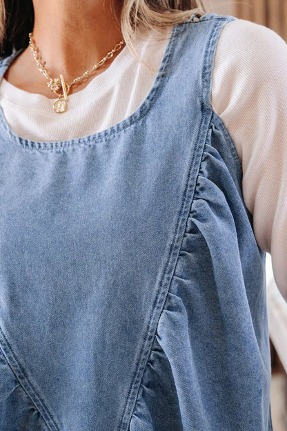 Hazel Blues® |  Denim Pleated Patchwork Sleeveless Top