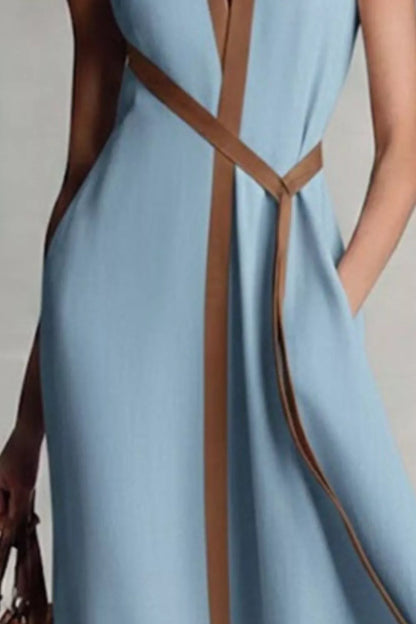 Hazel Blues® |  Sleeveless Contrast Trim Midi Dress