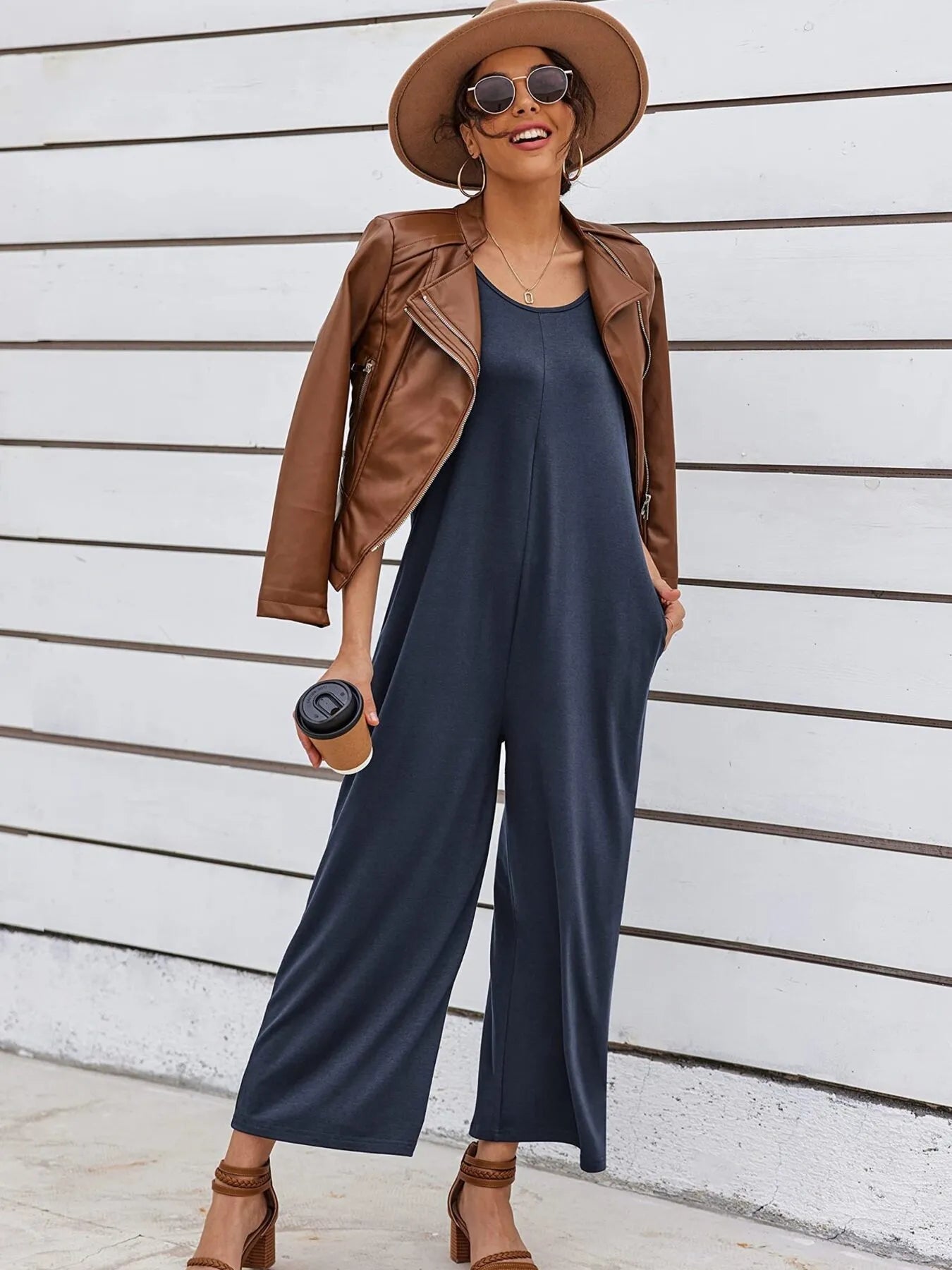 Hazel Blues® |  Sleeveless Wide Leg Casual Jumpsuit