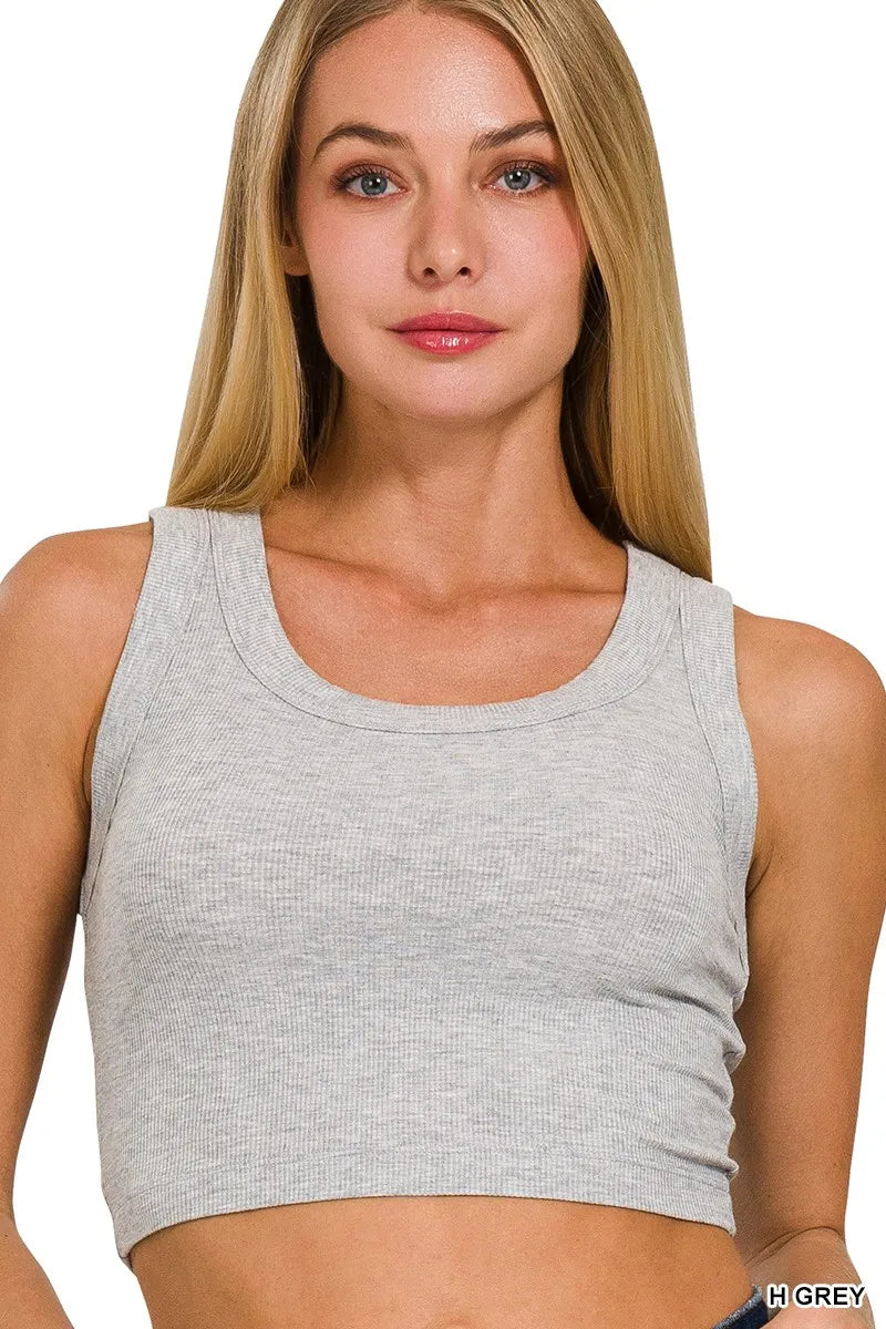 Hazel Blues® |  Zenana Ribbed Scoop Neck Cropped Tank Top
