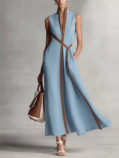 Hazel Blues® |  Sleeveless Contrast Trim Midi Dress