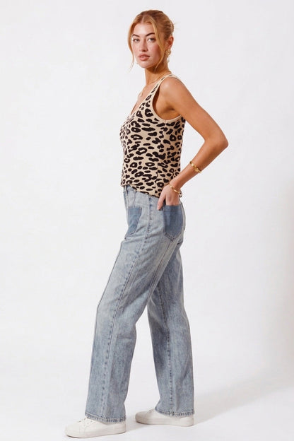 Hazel Blues® |  SO ME Leopard Knitted Lightweight V Neck Tank Top