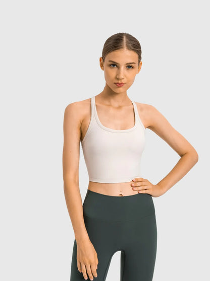 Hazel Blues® |  Millennia Scoop Neck Active Tank with Detachable Chest Pads