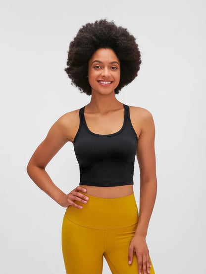 Hazel Blues® |  Millennia Scoop Neck Active Tank with Detachable Chest Pads