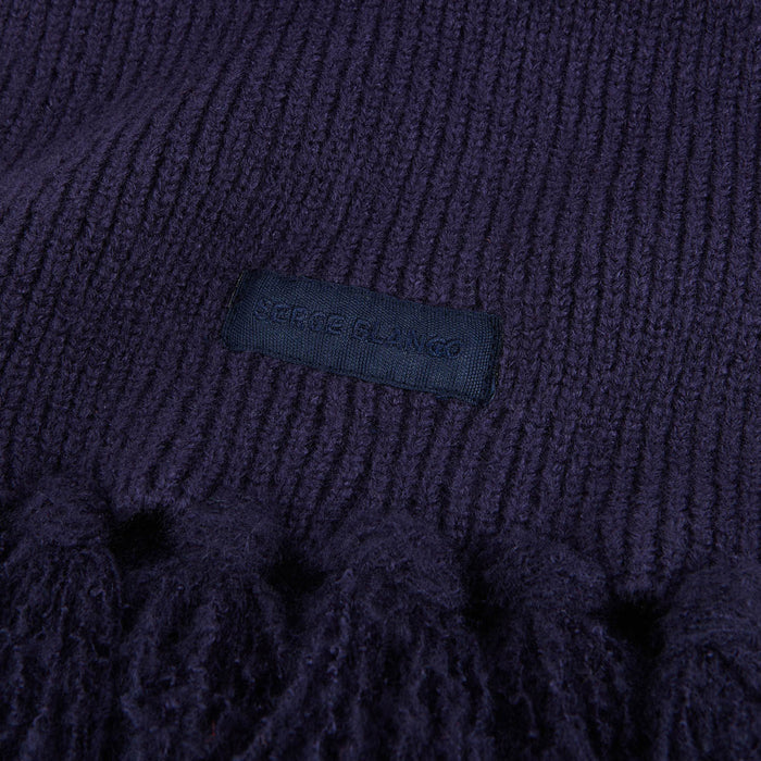 Écharpe à franges unie bleu foncé homme SERGE BLANCO