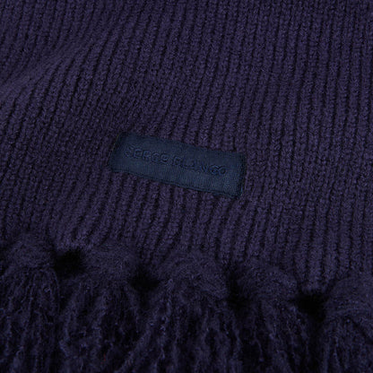 Écharpe à franges unie bleu foncé homme SERGE BLANCO