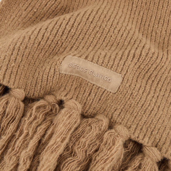 echarpe a franges unie marron noisette homme SERGE BLANCO