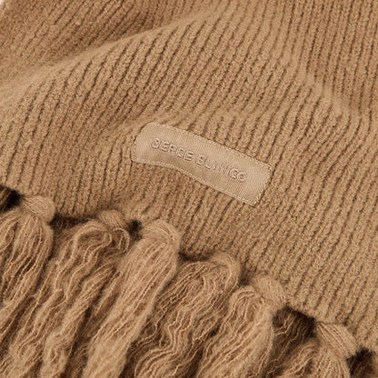echarpe a franges unie marron noisette homme SERGE BLANCO