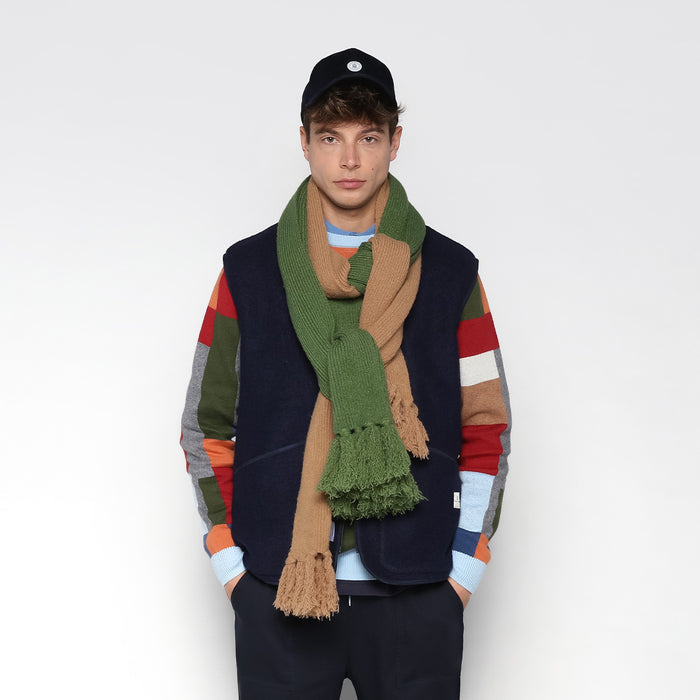 Écharpe a franges unie vert sapin homme SERGE BLANCO