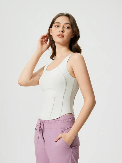 Hazel Blues® |  Millennia Round Neck Wide Strap Active Tank with Detachable Chest Pads