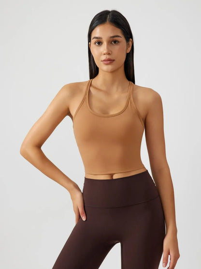 Hazel Blues® |  Millennia Scoop Neck Active Tank with Detachable Chest Pads